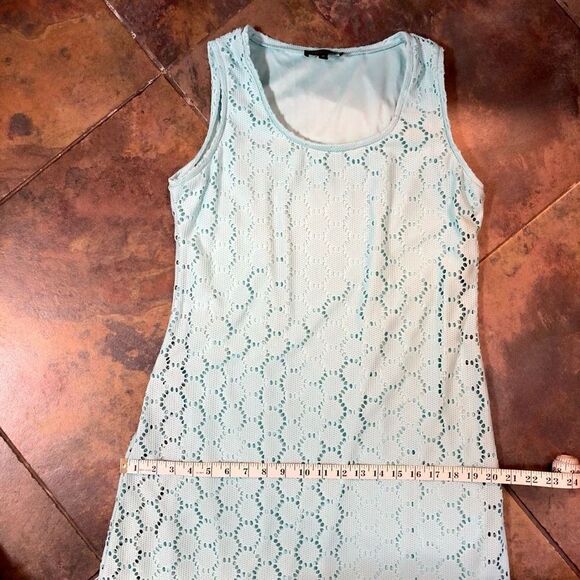 Melissa Paige Crochet Lace Maxi Sea Foam Teal Fringe on Bottom Medium - Picture 7 of 14